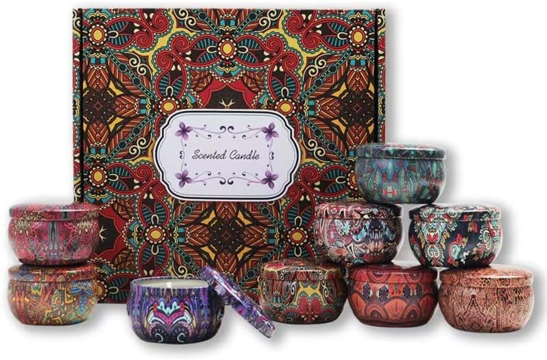 Scented Soy Candle Tin Set, 9 Scents