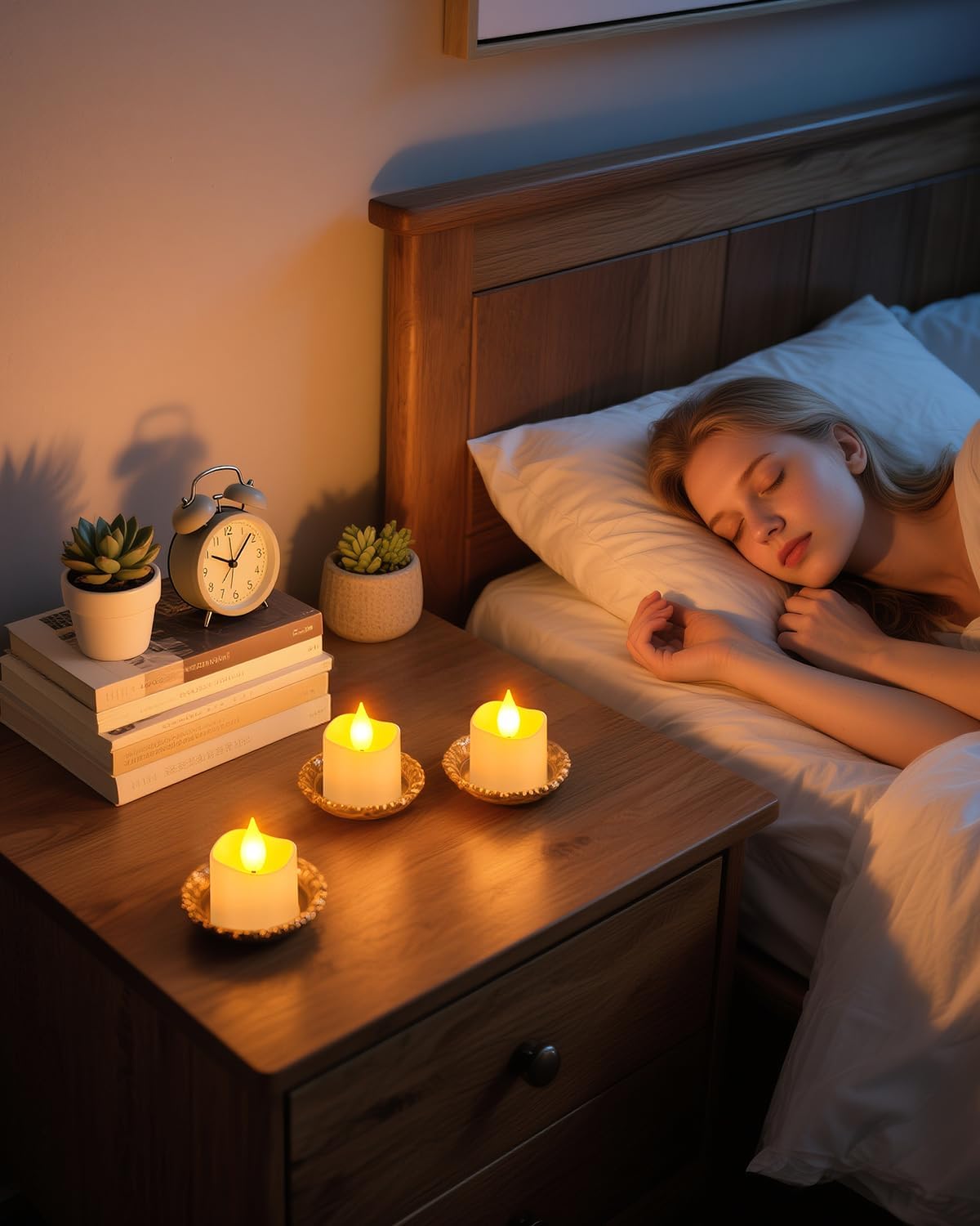 Rechargeable Flameless Tea Lights with Charging Base, 12 Pieces