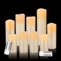Real Wax Flameless Pillar Candles with Remote, Set of 9