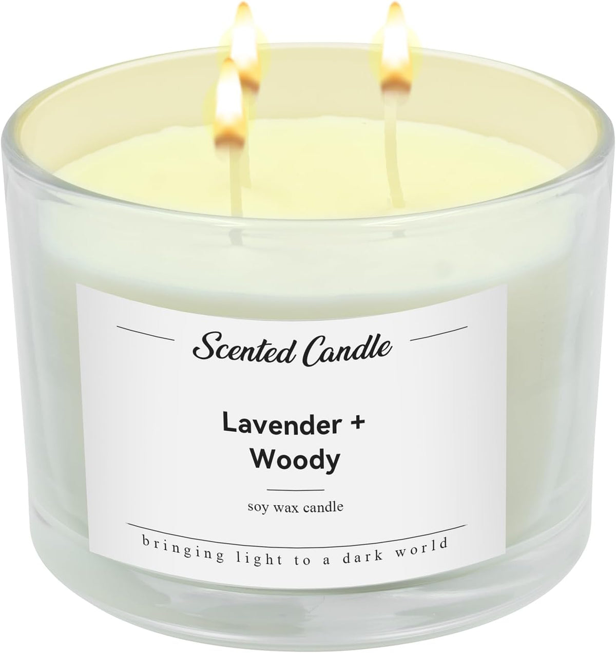 3-Wick Soy Wax Scented Candle, 420 g, Lavender and Woody