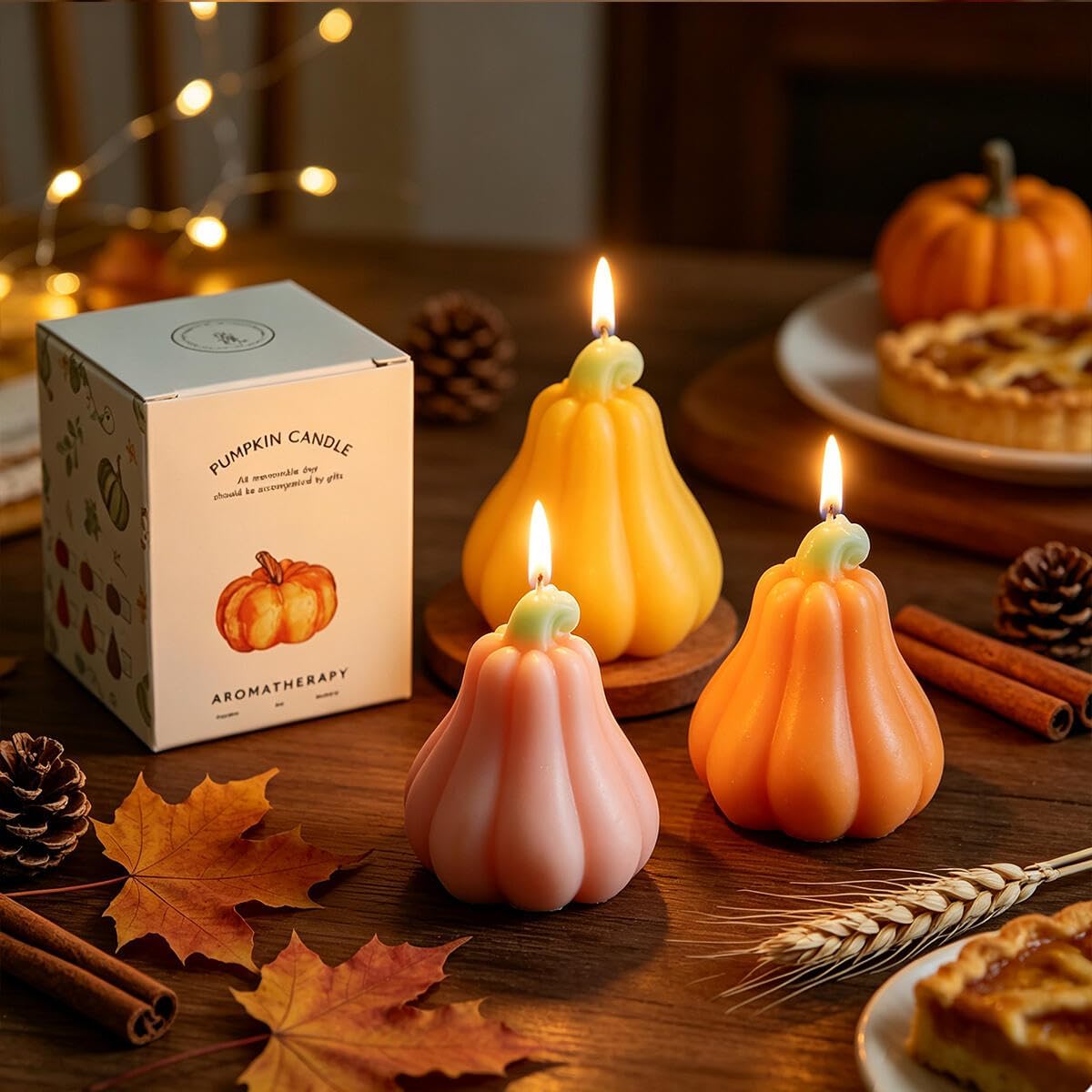 Pumpkin Shaped Scented Candles, Set of 3
