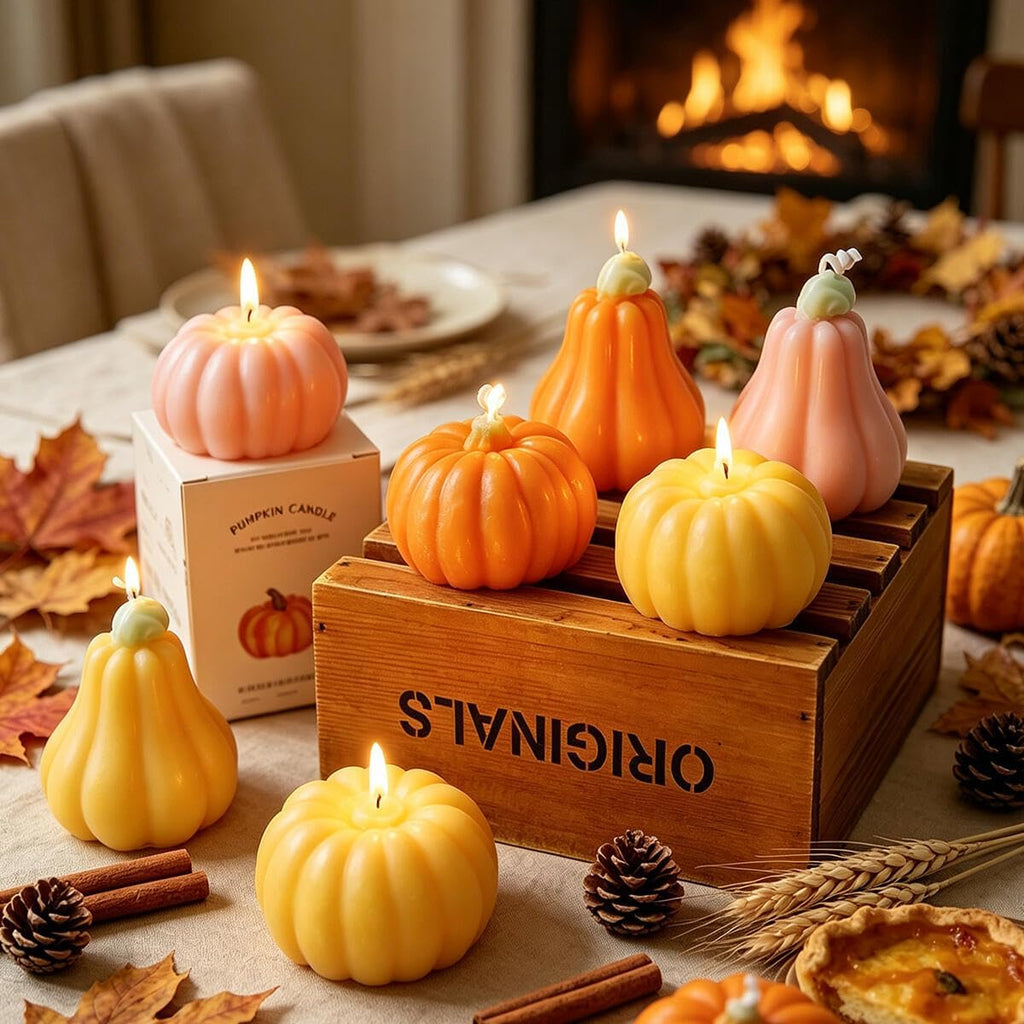Pumpkin Shaped Scented Candles, Set of 3
