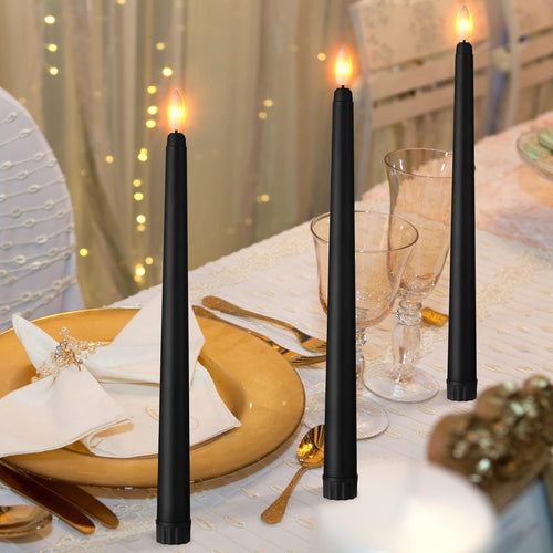 Black Flameless LED Taper Candles, Pack of 24