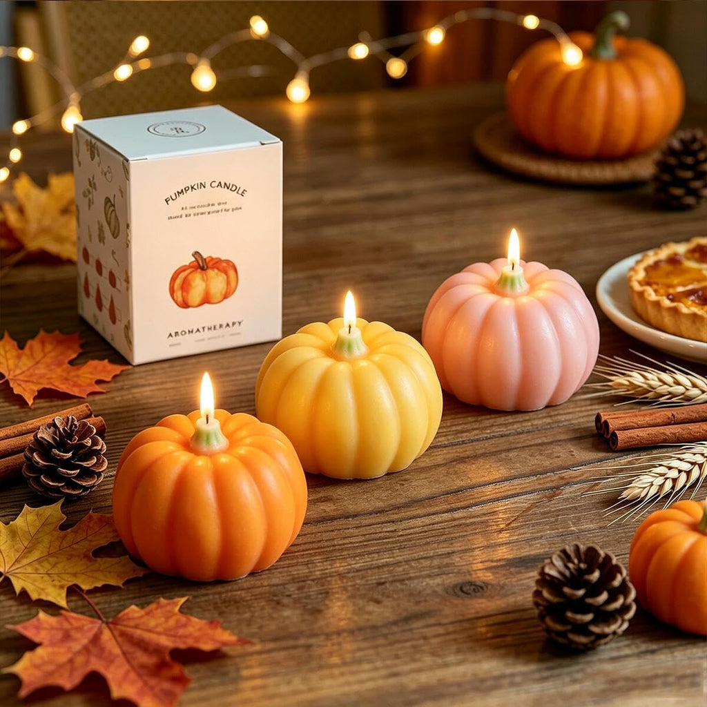 Pumpkin Shaped Scented Candles, Set of 3
