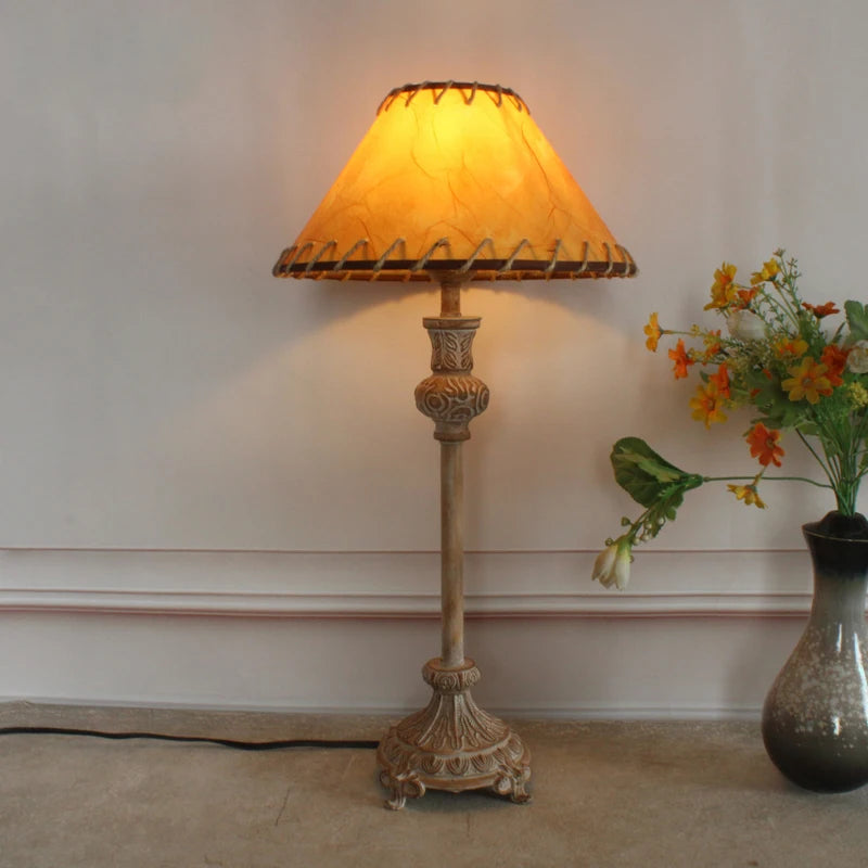 Whitewashed Turned Floor Lamp