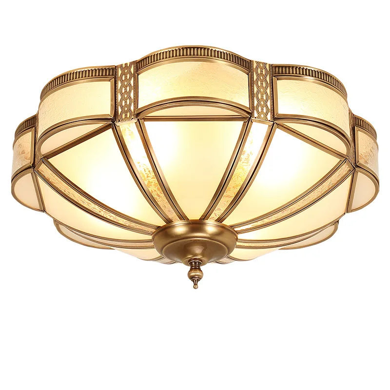 Brass Scalloped Glass Ceiling Light