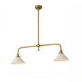 Brass Bridge Pendant Light with Cone Shades