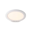 Rechargeable motion sensor ceiling light, round white LED, on a white background