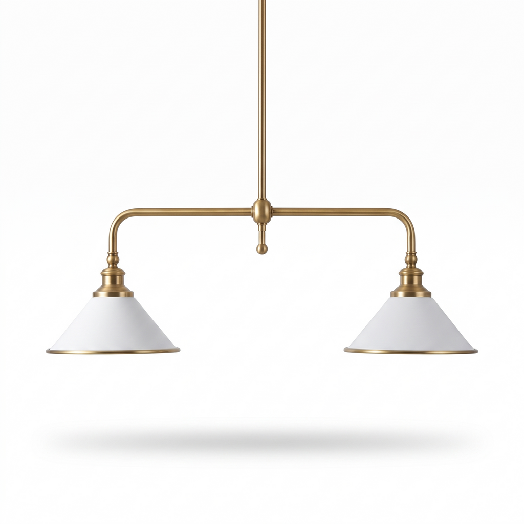 Brass Bridge Pendant Light with Cone Shades