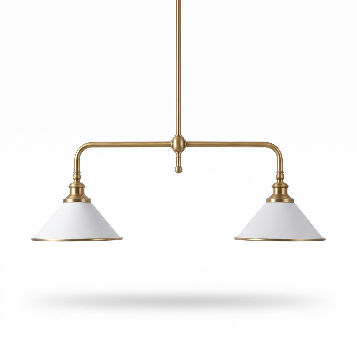 Brass Bridge Pendant Light with Cone Shades