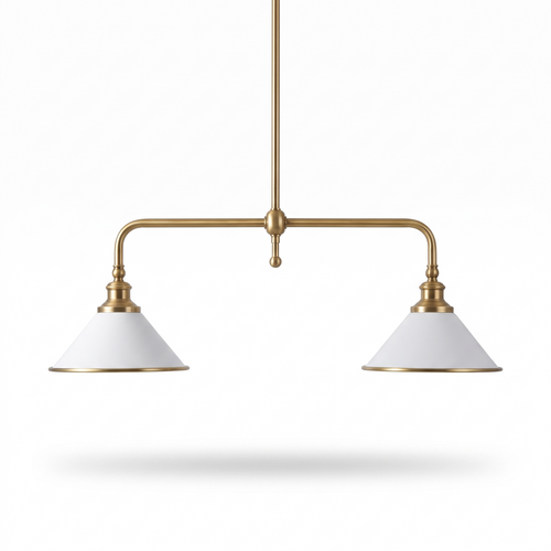Brass Bridge Pendant Light with Cone Shades