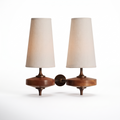 Twin Shade Wooden Wall Sconce