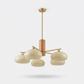 Persimmon Glass and Wood Chandelier