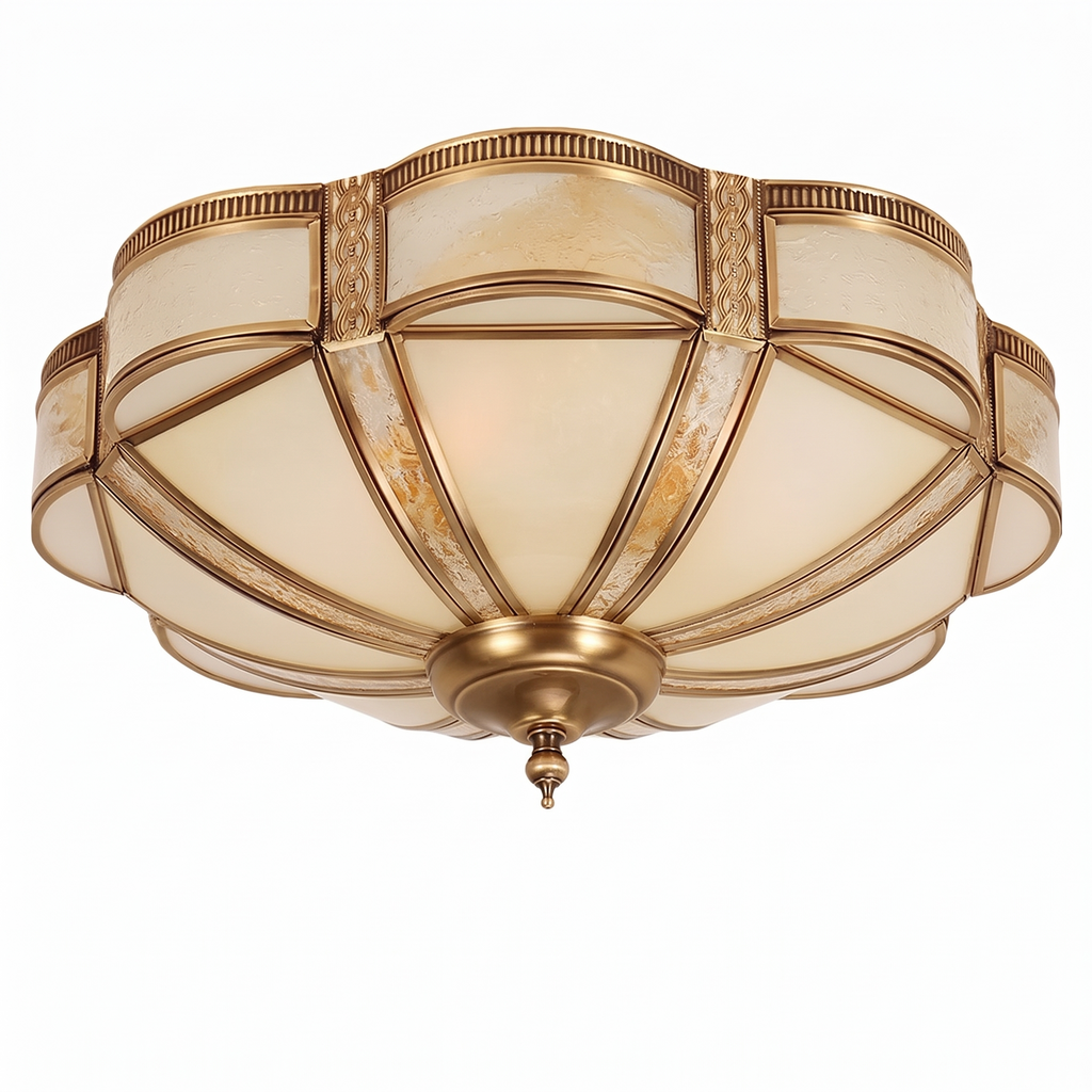 Brass Scalloped Glass Ceiling Light