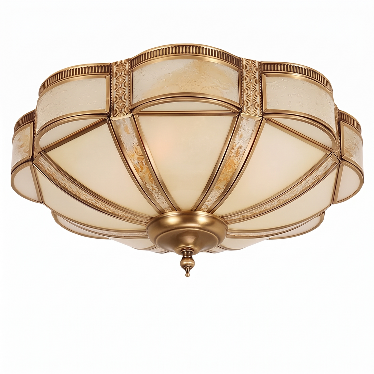 Brass Scalloped Glass Ceiling Light