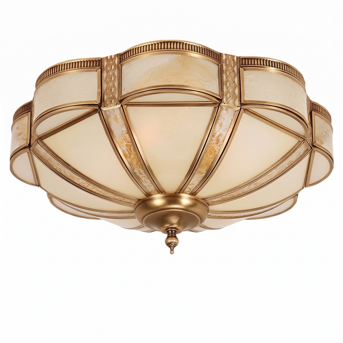 Brass Scalloped Glass Ceiling Light