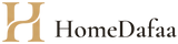 HomeDafaa logo, gold H with dark text, transparent background